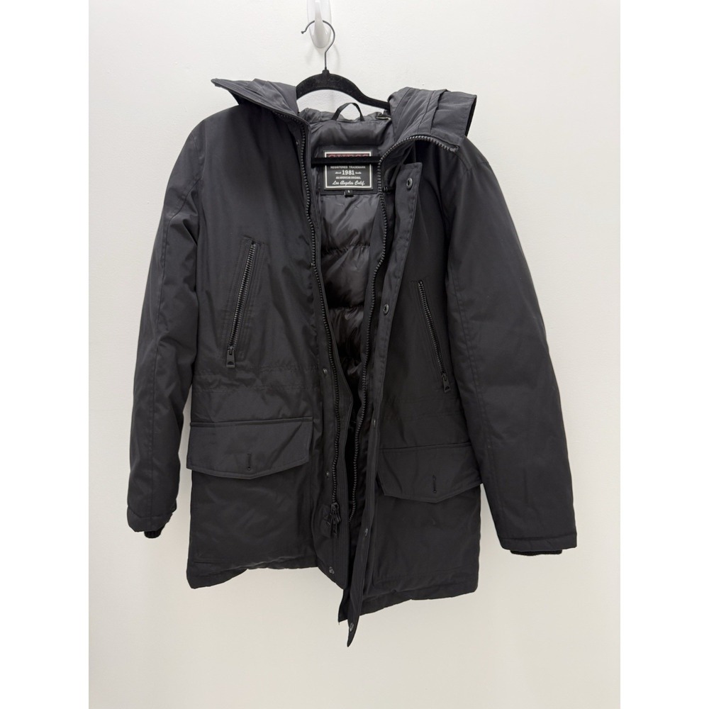GUESS Men's Black Hooded Insulated Parka Jacket Size S Winter Coat M3BL13AP562